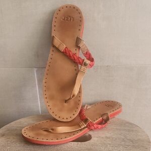 UGG Women's Braided Tan and Red Sandals